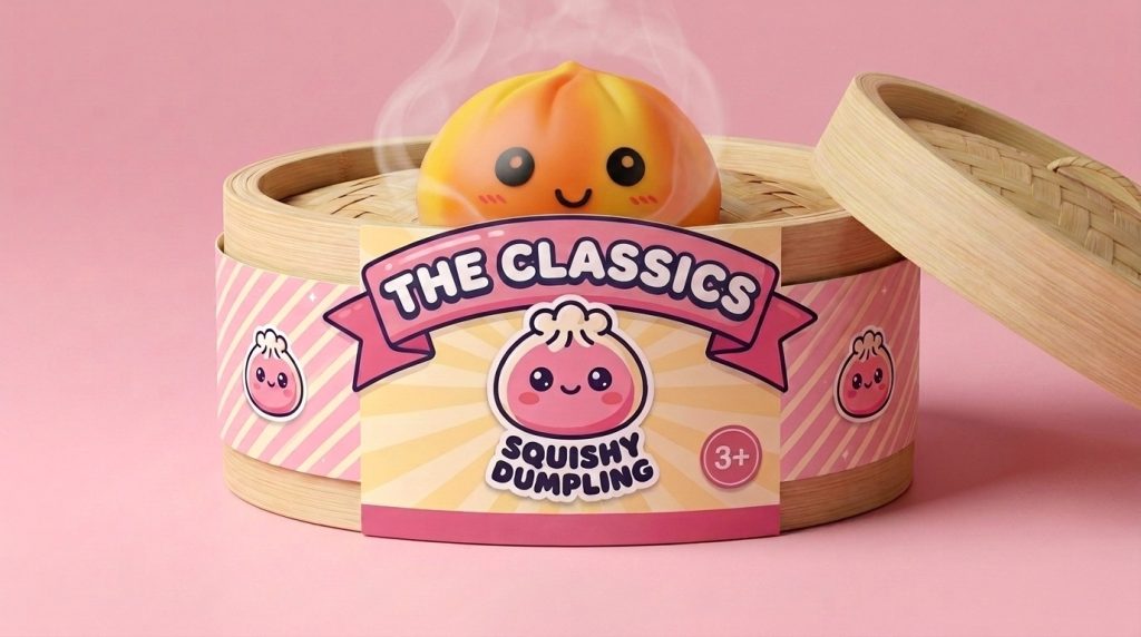Squishy Dumpling Tie Dye Oranssi bambutyylisessä höyrytyskorissa