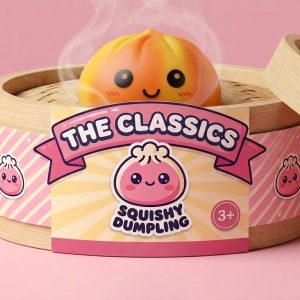 Squishy Dumpling Tie Dye Oranssi bambutyylisessä höyrytyskorissa