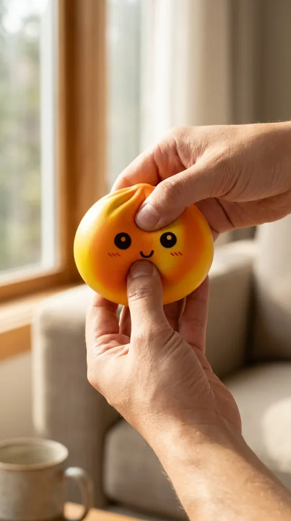 Squishy Dumpling Tie Dye Oranssi puristuksessa