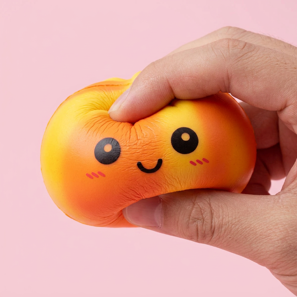 Squishy Dumpling Tie Dye Oranssi slow rise -efekti toiminnassa