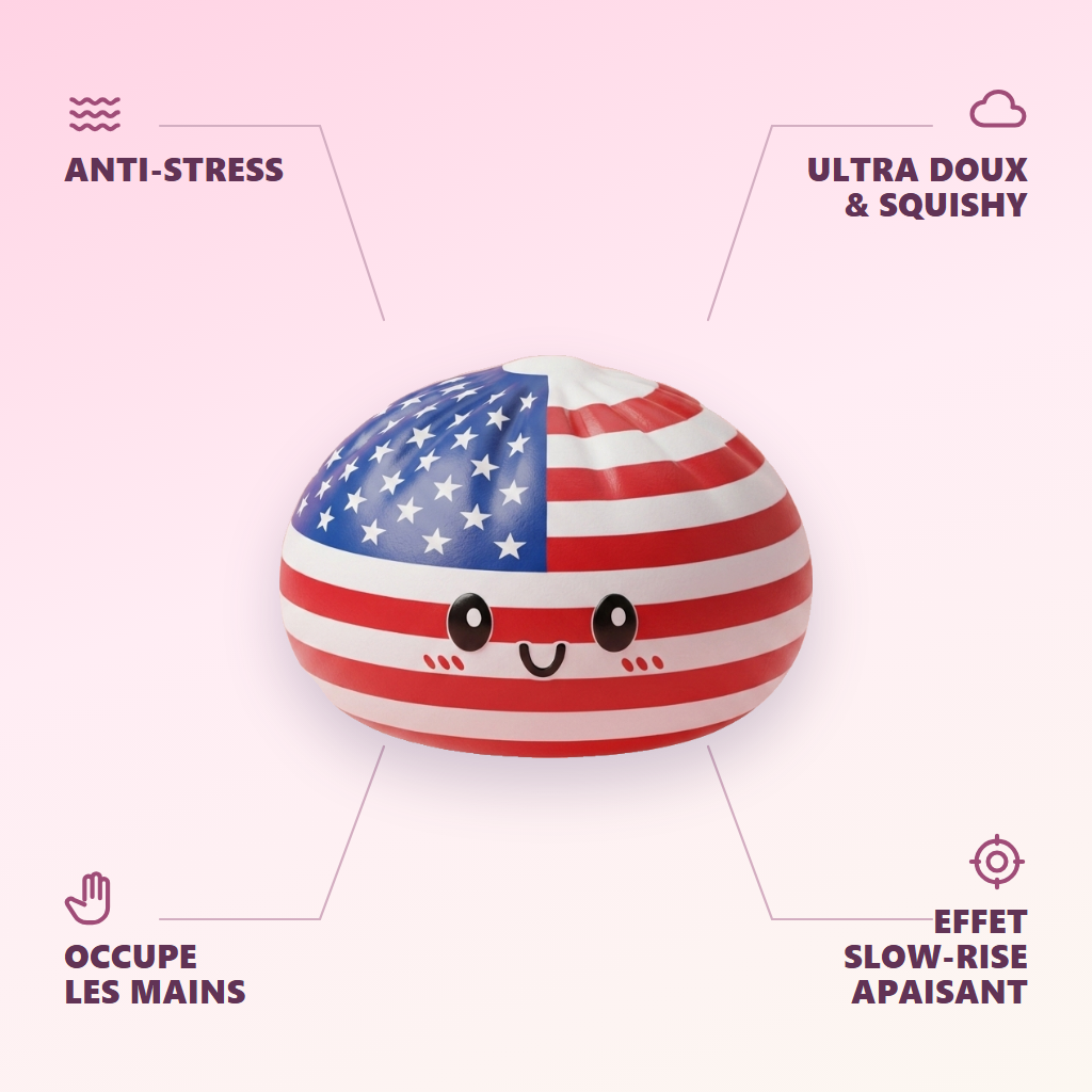 Squishy Dumpling USA -lippukuvio — antistress, ultrapehmeä, slow-rise