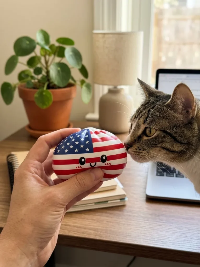 Squishy Dumpling USA -lippukuvio ja lemmikki — asiakaskuva