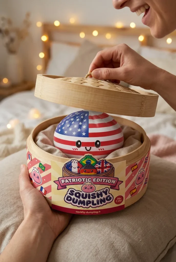 Squishy Dumpling USA -lippukuvio — unboxing, asiakaskuva