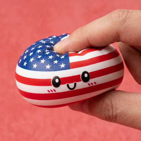 Squishy Dumpling USA -lippukuvio — slow-rise-efekti, vaahto palautuu muotoonsa