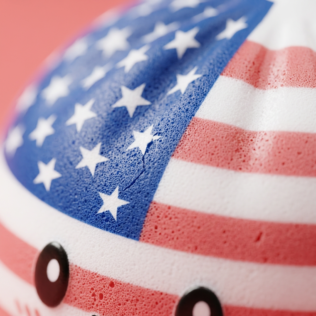 Squishy Dumpling USA -lippukuvio — makrolähikuva tekstuurista