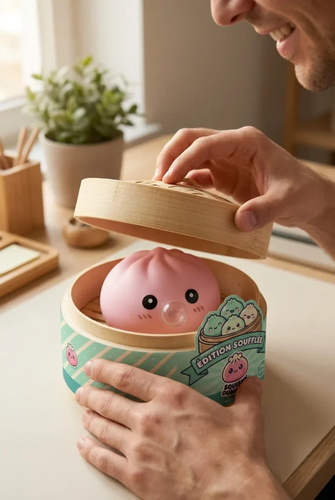Dumpling Squishy Pinkki Bambukorissa — unboxing, asiakaskuva