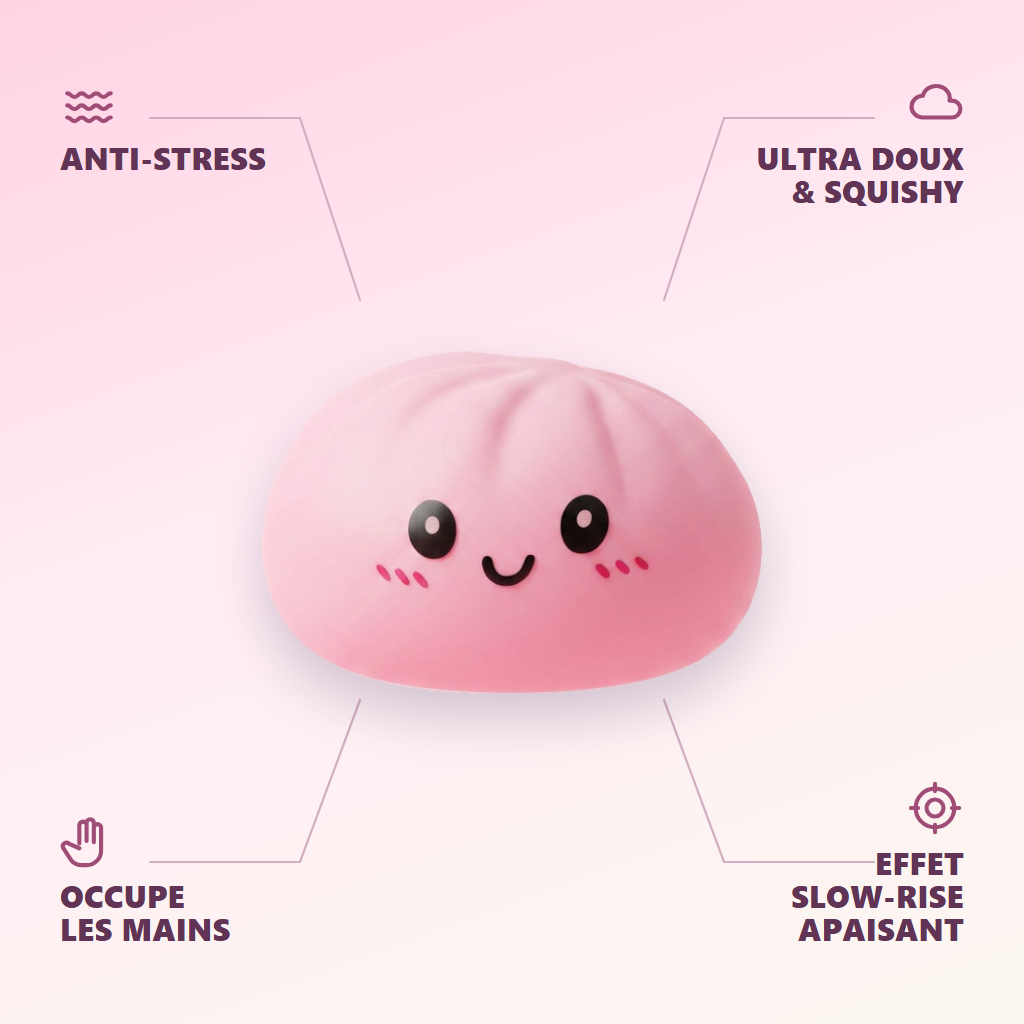Pink Squishy Dumpling Kukkapehmeä — antistress, ultrapehmeä, slow-rise