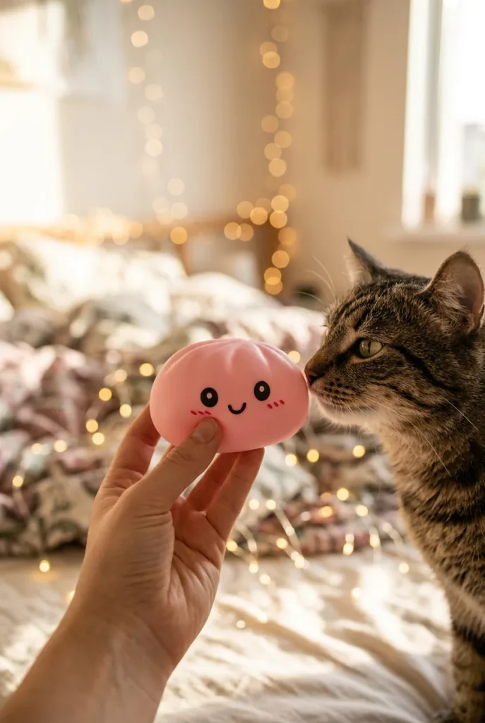 Pink Squishy Dumpling Kukkapehmeä ja lemmikki — asiakaskuva