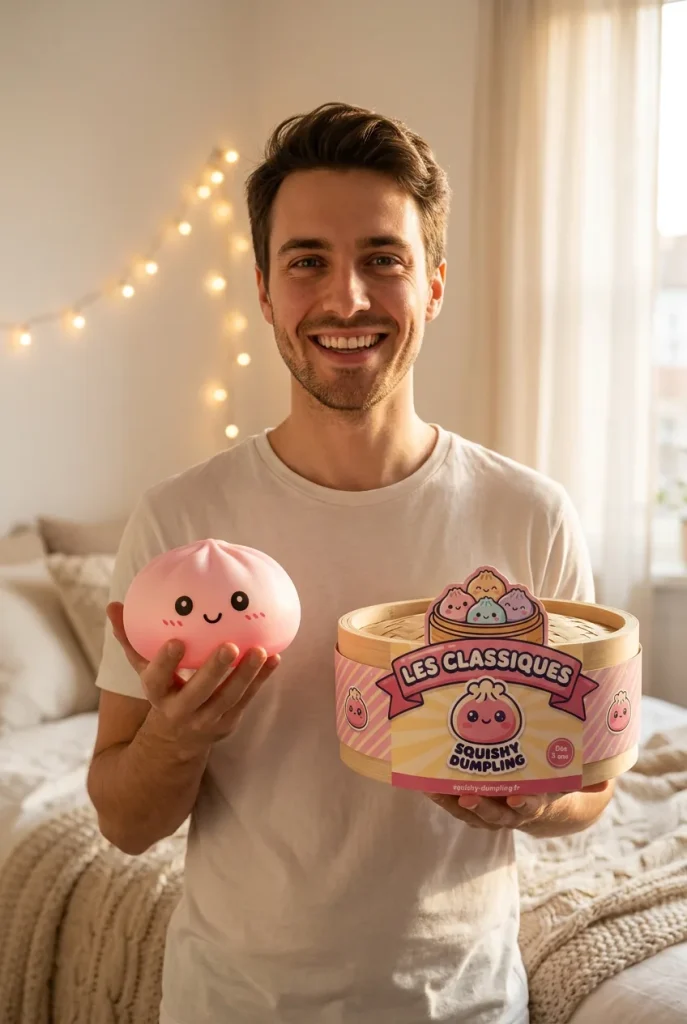 Pink Squishy Dumpling Kukkapehmeä ja bambutyylinen höyrykori — asiakaskuva