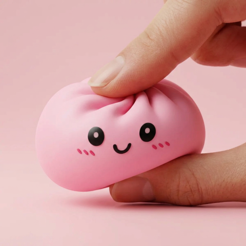Pink Squishy Dumpling Kukkapehmeä puristettuna kädessä, squishy-materiaali