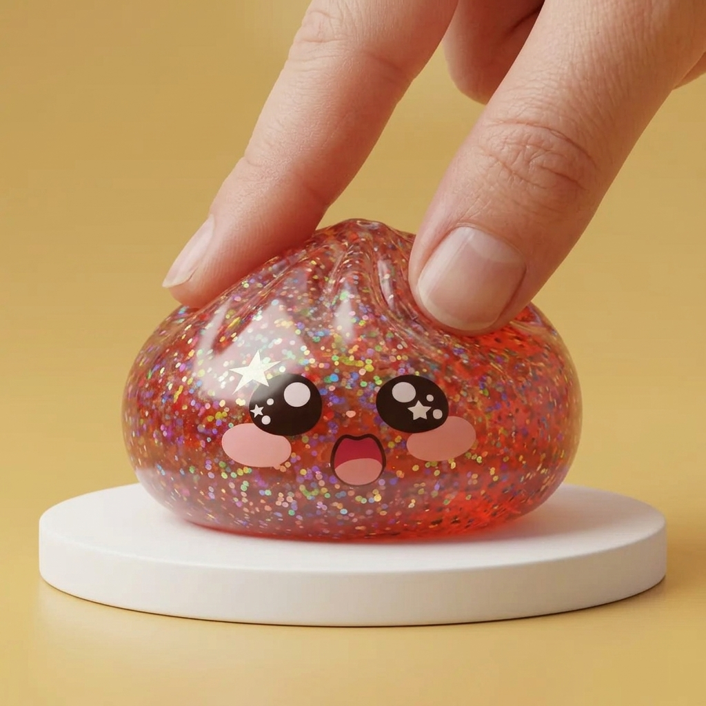 Galaxy Dumpling Squishy Pinkki Kawaii puristettuna kädessä, squishy-materiaali
