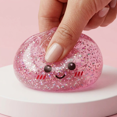 Glitter Dumpling Squishy Pinkki Kawaii — slow-rise-efekti, vaahto palautuu muotoonsa