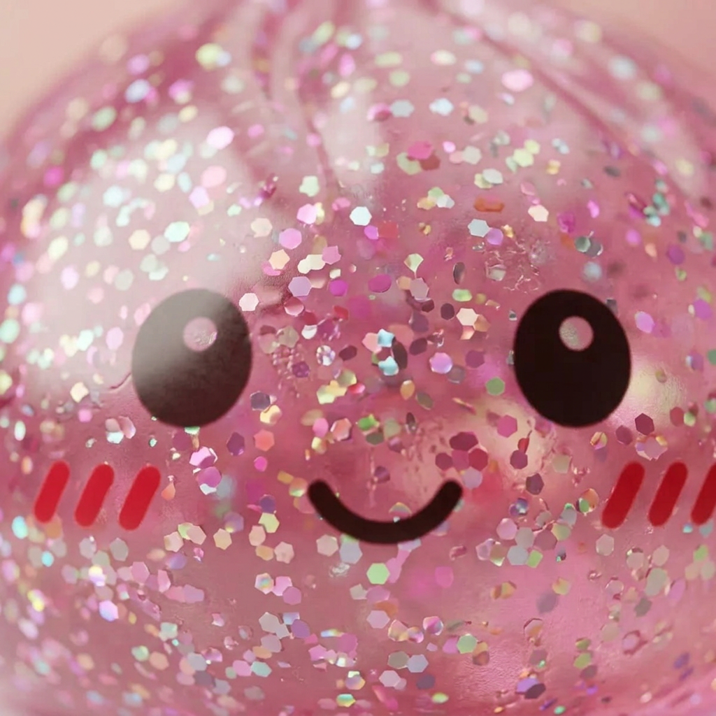 Glitter Dumpling Squishy Pinkki Kawaii — makrolähikuva tekstuurista