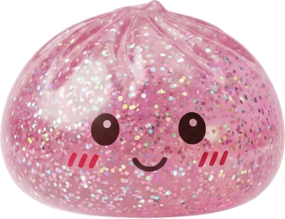 Glitter Dumpling Squishy Pinkki Kawaii — squishy antistressilelu, slow-rise, kawaii
