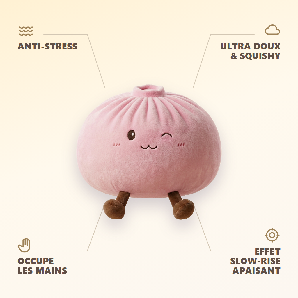 Squishy Dumpling Toy XXL Vaaleanpunainen — antistress, ultrapehmeä, slow-rise