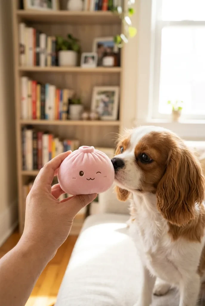 Squishy Dumpling Toy XXL Vaaleanpunainen ja lemmikki — asiakaskuva