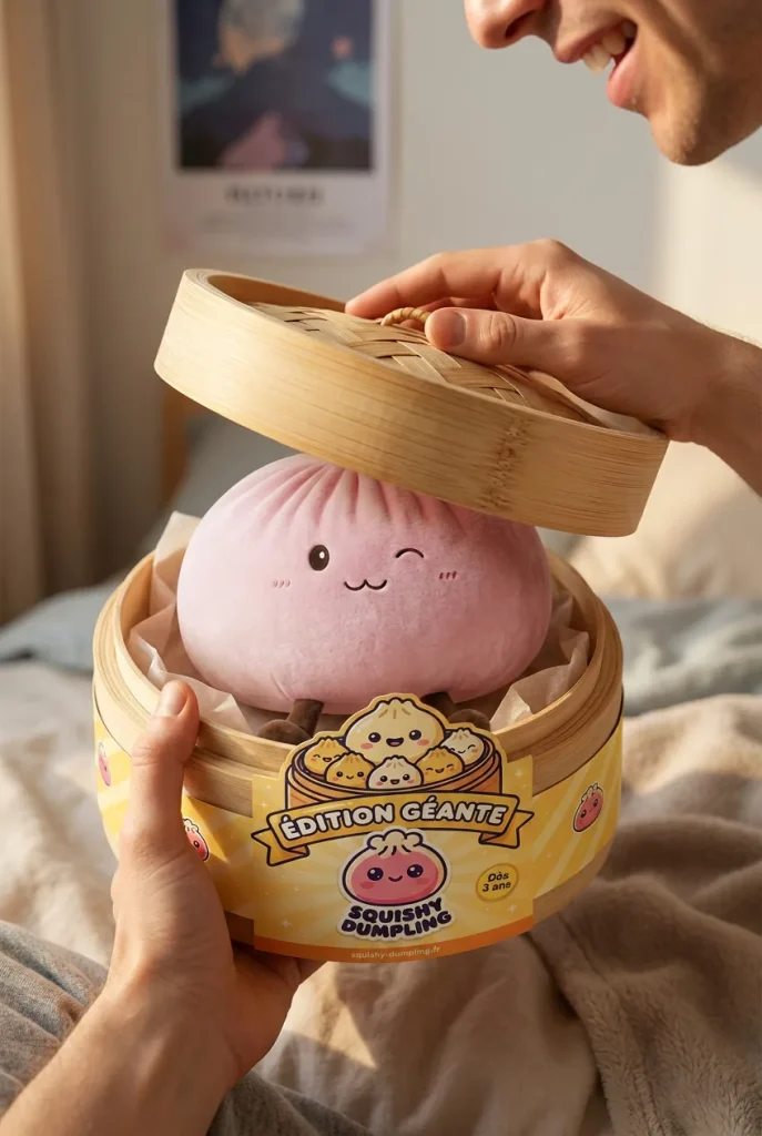Squishy Dumpling Toy XXL Vaaleanpunainen — unboxing, asiakaskuva