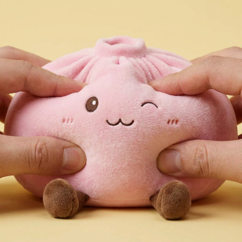 Squishy Dumpling Toy XXL Vaaleanpunainen — slow-rise-efekti, vaahto palautuu muotoonsa