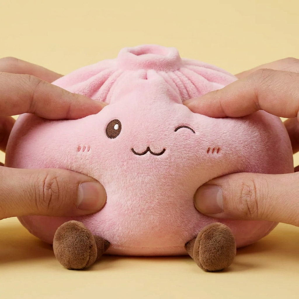 Squishy Dumpling Toy XXL Vaaleanpunainen — slow-rise-efekti, vaahto palautuu muotoonsa