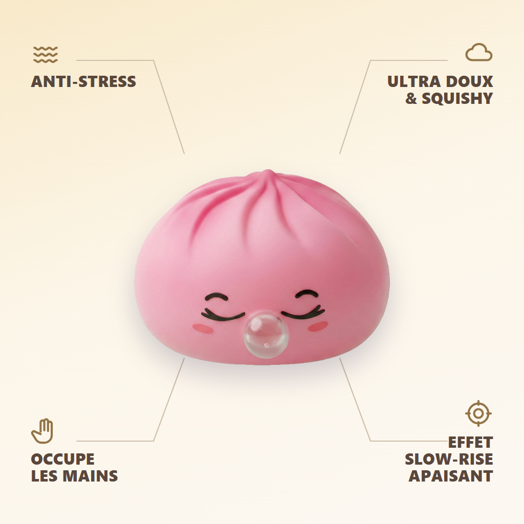 Dumpling Squishy Rose Rare Blow Pinkki — antistress, ultrapehmeä, slow-rise