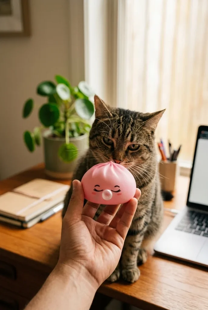 Dumpling Squishy Rose Rare Blow Pinkki ja lemmikki — asiakaskuva