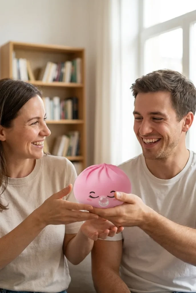 Dumpling Squishy Rose Rare Blow Pinkki lahjana — asiakaskuva