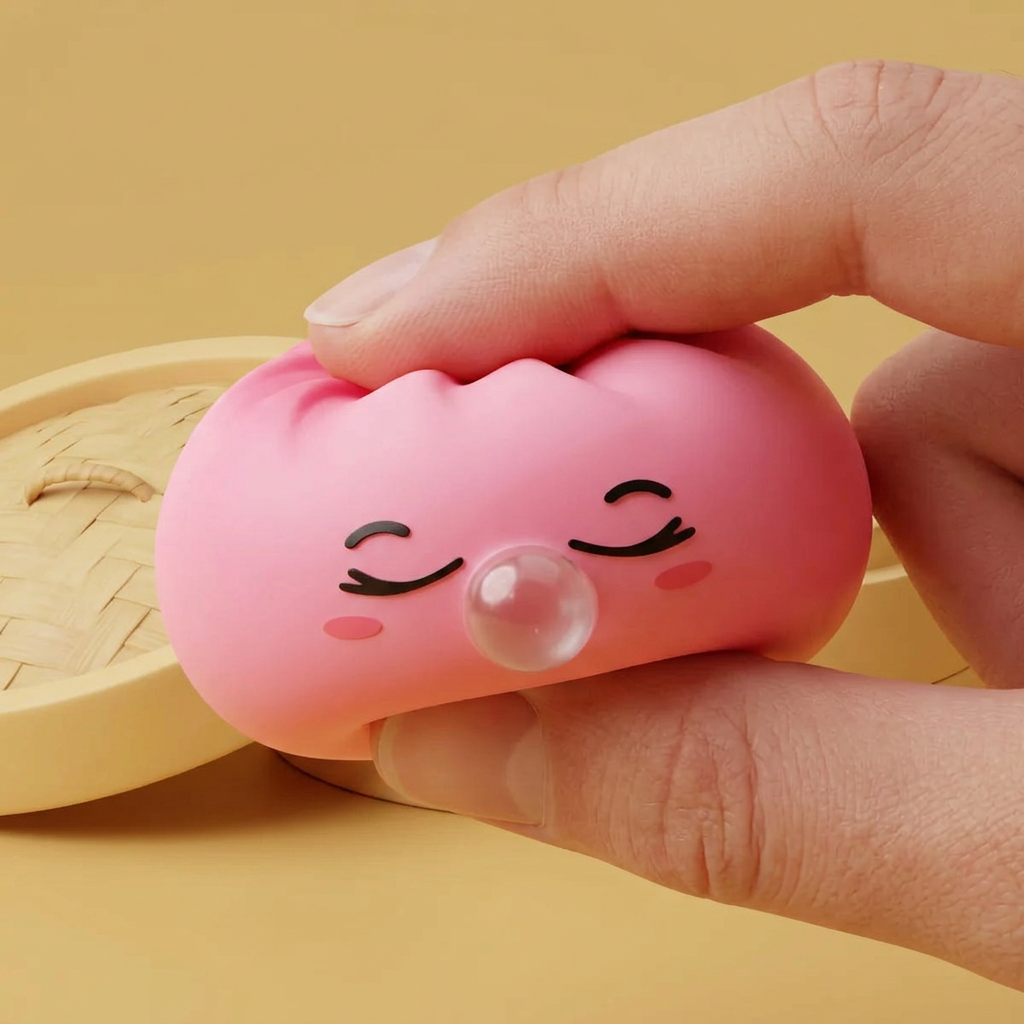 Dumpling Squishy Rose Rare Blow Pinkki — slow-rise-efekti, vaahto palautuu muotoonsa