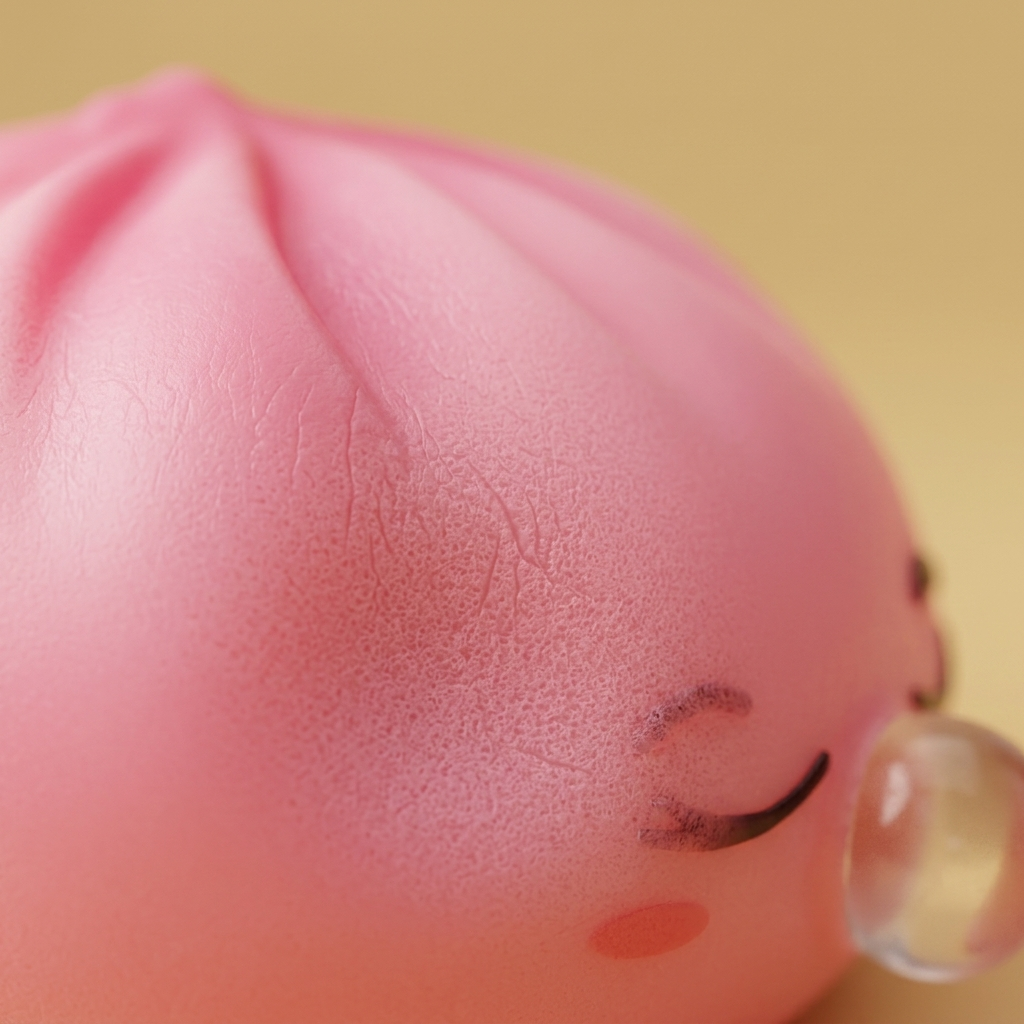 Dumpling Squishy Rose Rare Blow Pinkki — makrolähikuva tekstuurista
