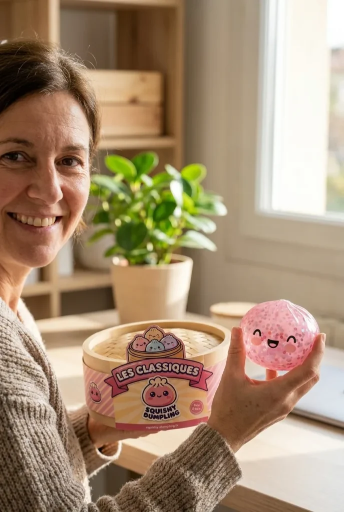 Dumpling Squishy Rose Sparkle Bubblegum -pinkki ja bambutyylinen höyrykori — asiakaskuva