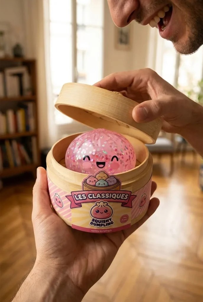 Dumpling Squishy Rose Sparkle Bubblegum -pinkki — unboxing, asiakaskuva