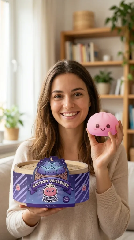 Dumpling Squishy Yövalo, Pehmeä Vaaleanpunainen ja bambutyylinen höyrykori — asiakaskuva
