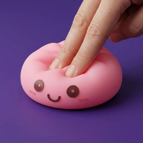 Dumpling Squishy Yövalo, Pehmeä Vaaleanpunainen puristettuna kädessä, squishy-materiaali