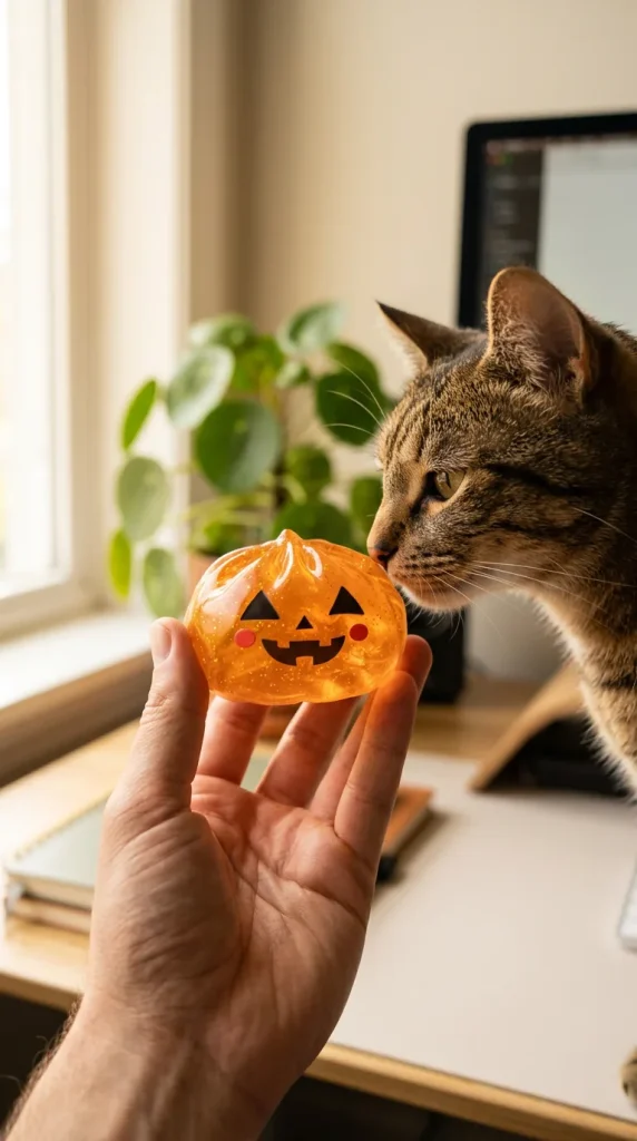 Halloween Kurpitsa Dumpling Squishy Läpikuultava pehmolelun seurassa