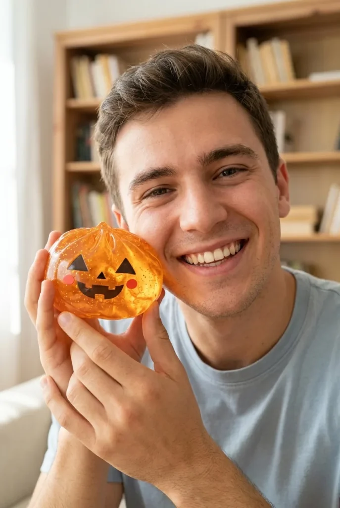Halloween Kurpitsa Dumpling Squishy Läpikuultava arjen keskellä