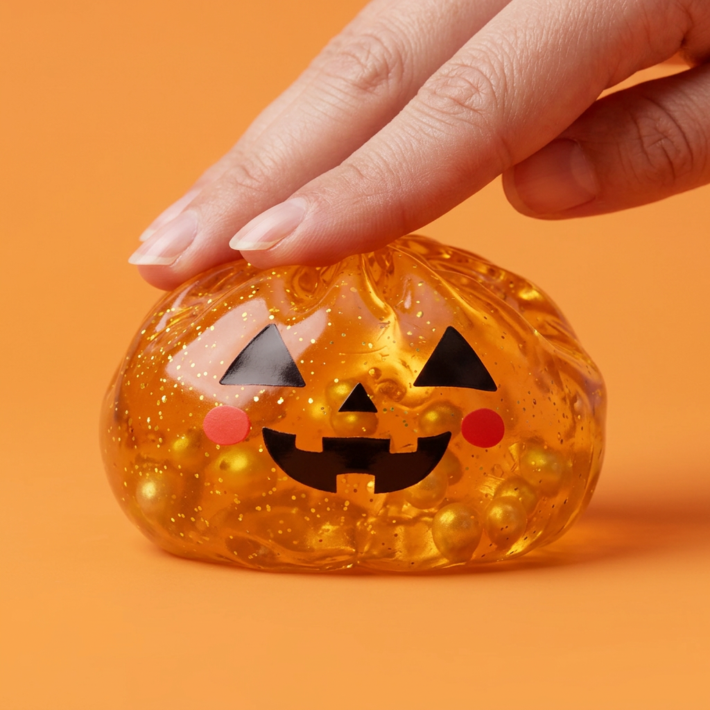 Halloween Kurpitsa Dumpling Squishy Läpikuultava puristettuna kädessä