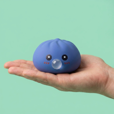 Dumpling Squishy Violetti, Pöhötetty ja Pehmeä kädessä, todellinen koko