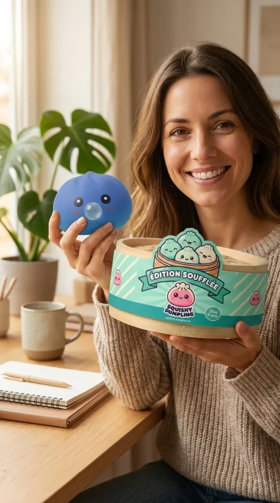 Dumpling Squishy Violetti, Pöhötetty ja Pehmeä ja bambutyylinen höyrykori — asiakaskuva