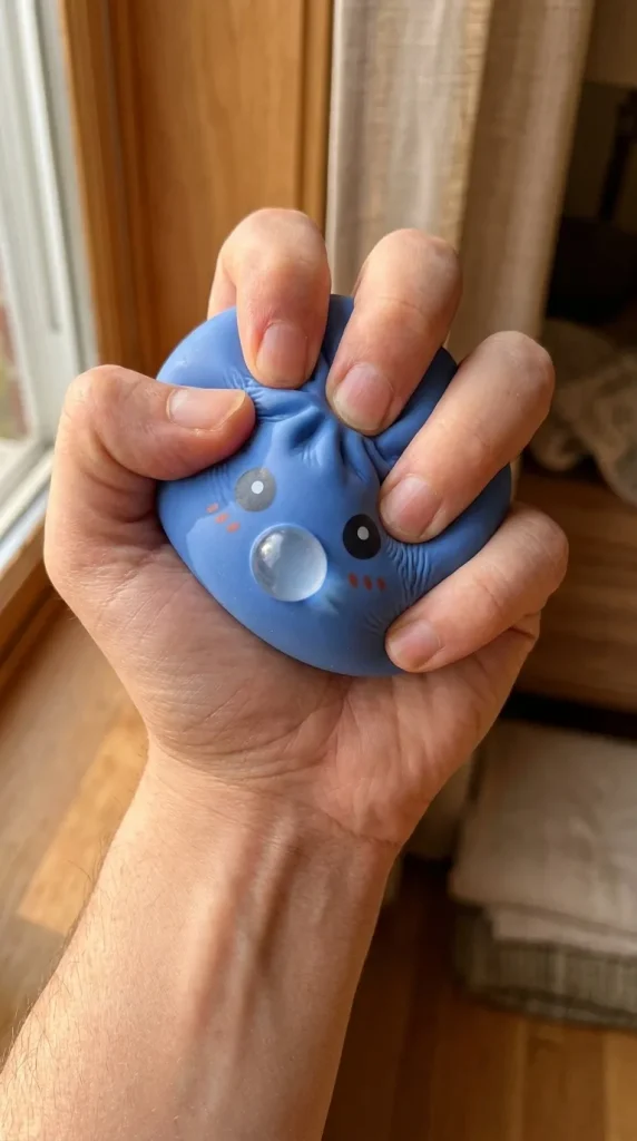 Dumpling Squishy Violetti, Pöhötetty ja Pehmeä sormien välissä — asiakaskuva