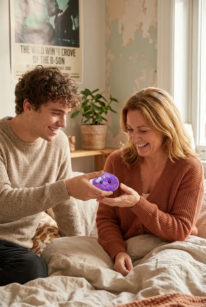 Glitter Dumpling Squishy Unelmavioletti lahjana — asiakaskuva