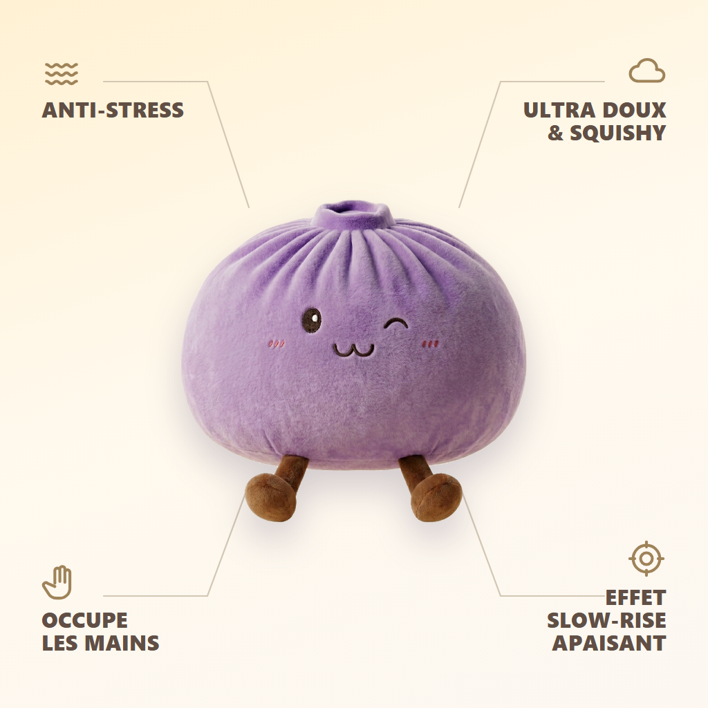 Giant Dumpling Squishy Violetti — antistress, ultrapehmeä, slow-rise