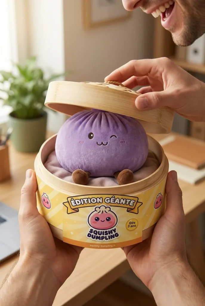 Giant Dumpling Squishy Violetti — unboxing, asiakaskuva