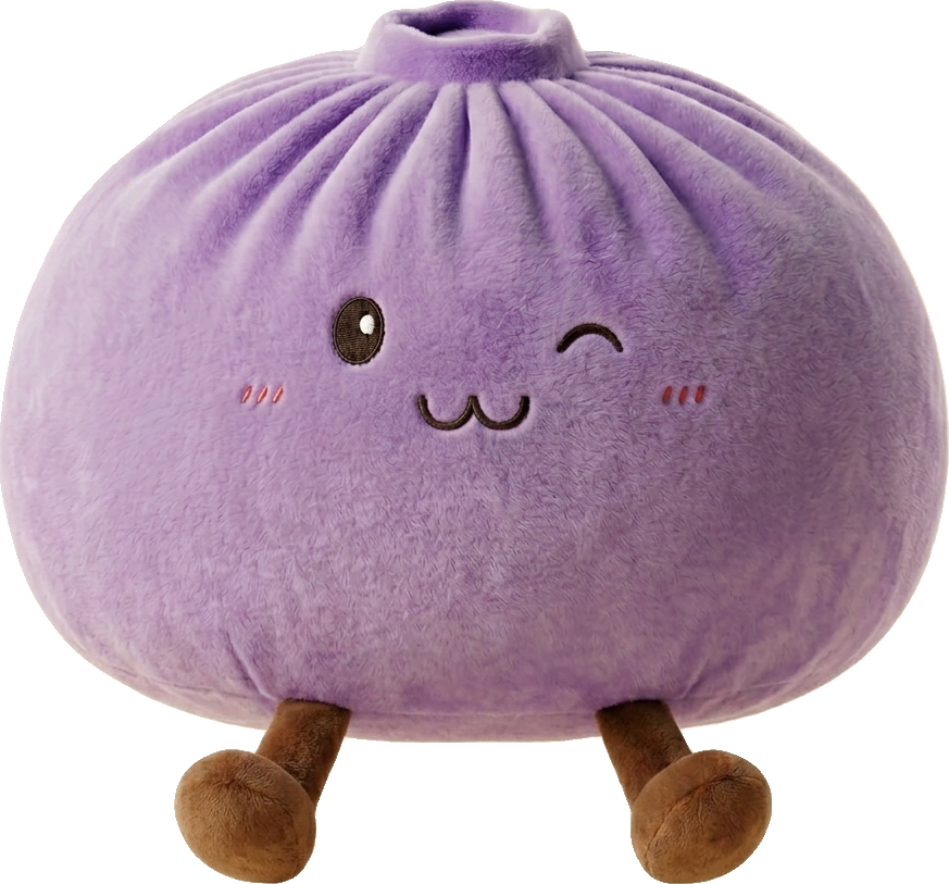 Giant Dumpling Squishy Violetti — squishy antistressilelu, slow-rise, kawaii