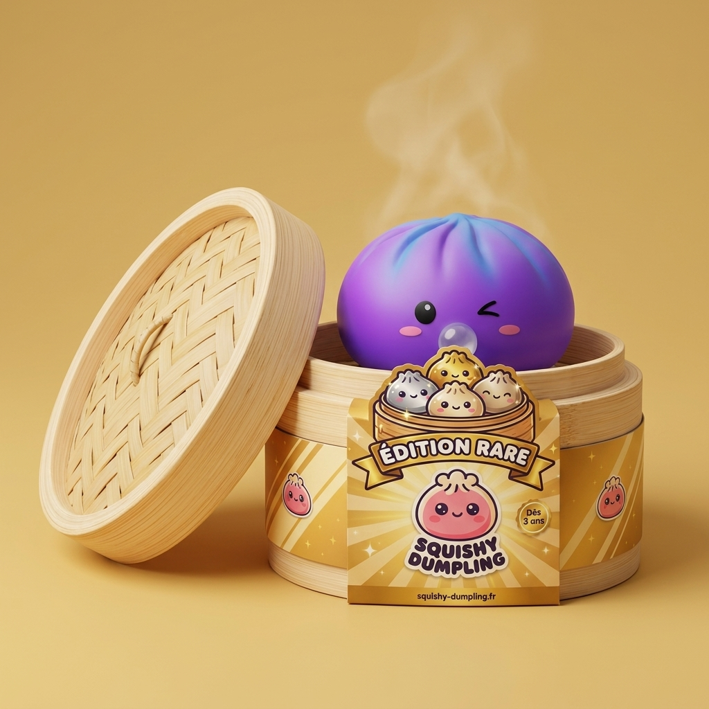 Dumpling Squishy Purple Rare Blow Kosminen Violetti bambutyylisessä höyrykorirasiassaan