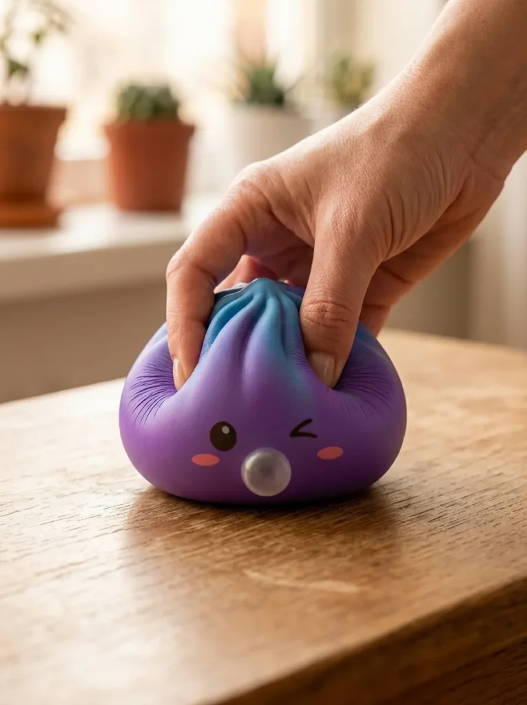 Dumpling Squishy Purple Rare Blow Kosminen Violetti sormien välissä — asiakaskuva