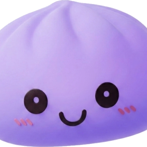 Dumpling Squishy Yövalo Violetti — squishy antistressilelu, slow-rise, kawaii