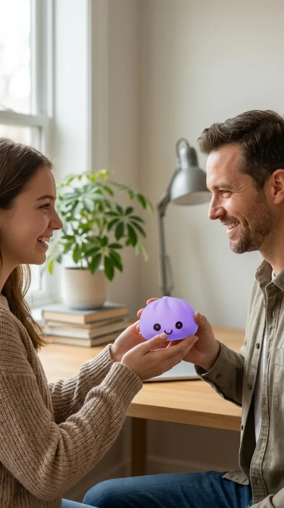 Dumpling Squishy Yövalo Violetti lahjana — asiakaskuva