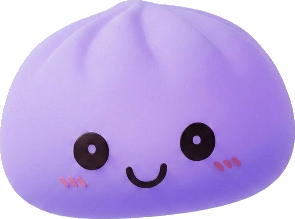 Dumpling Squishy Yövalo Violetti — squishy antistressilelu, slow-rise, kawaii