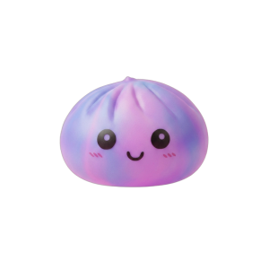 Dumpling Squishy Tie-Dye Violetti puristettuna kädessä