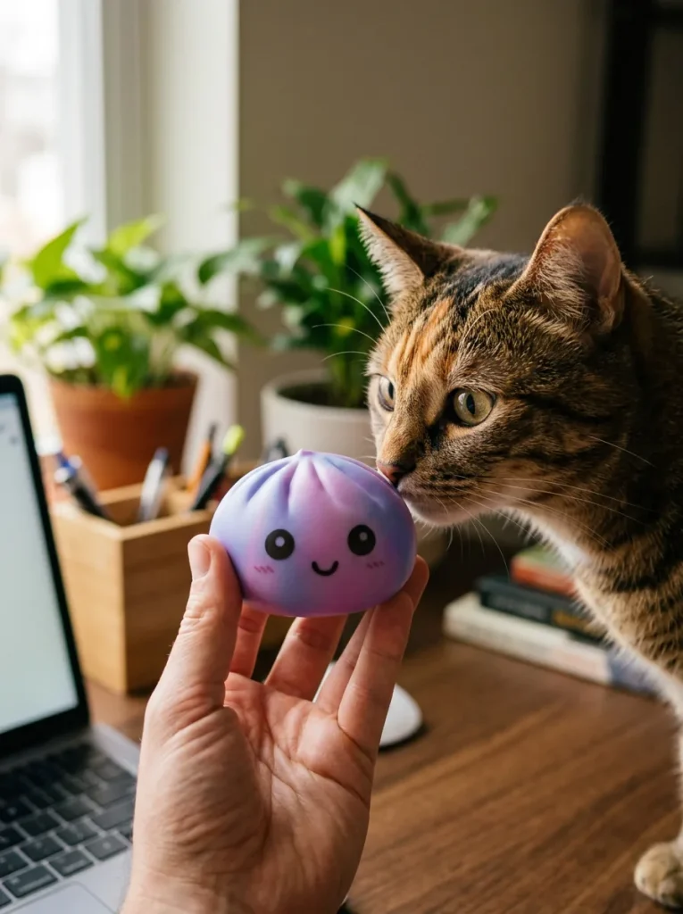 Dumpling Squishy Tie-Dye Violetti pehmolelun seurassa
