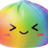 Rainbow Dumpling Squishy Sateenkaarikuvio puristettuna kädessä